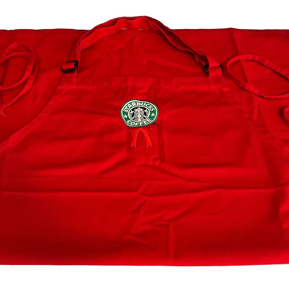 Starbucks Red Holiday Barista Apron Bow Limited Edition Collectible No Pockets